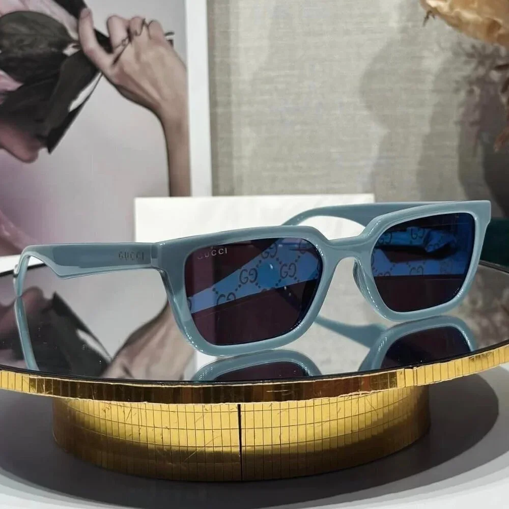 NWT Gucci GG1539S-003 Light Blue Square 55mm Sunglasses - Picture 1 of 6